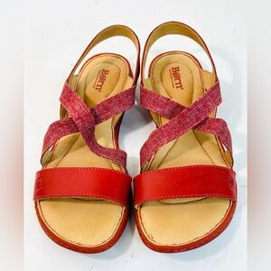 Born Red Leather Strappy Slingback Sandals size 10